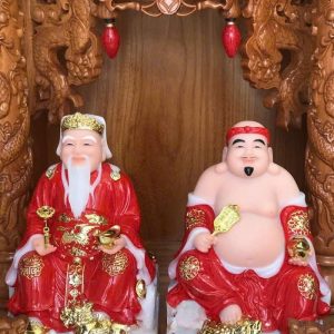 Tượng Thần Tài Thổ Địa Thỏi Vàng Sứ Đỏ BTĐ552