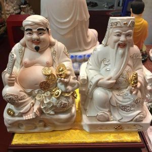 Tượng Thần Tài Thổ Địa Sứ Trắng Thỏi Vàng BTĐ551