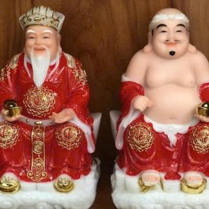 Tượng Thần Tài Ông Địa Sứ Đỏ Hũ Vàng BTĐ550