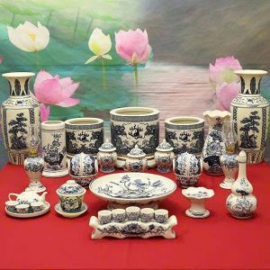 Đồ Thờ Gia Tiên Gốm Chu Đậu Truyền Thống Ban 1m75 BTĐ568