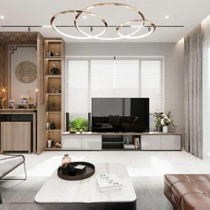 Mẫu bàn thờ kết hợp với phòng khách MS20