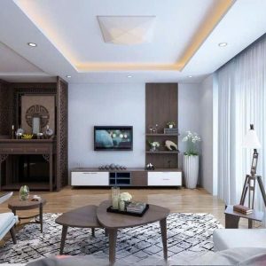Mẫu bàn thờ kết hợp với phòng khách MS19