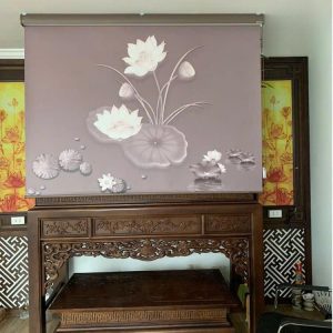 Rèm che bàn thờ xuyên sáng hoa sen BTĐ594