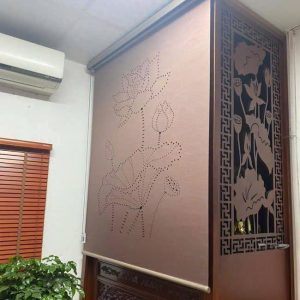 Rèm vải che bàn thờ khắc laze hoa sen BTĐ596
