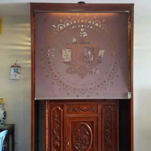 Rèm vải che bàn thờ khắc laze hoa sen BTĐ599