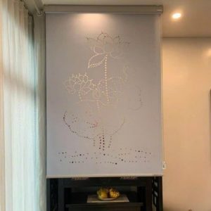 Rèm vải che bàn thờ khắc laze hoa sen BTĐ601