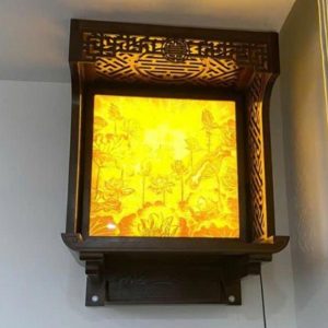 Bàn thờ treo 69p chân thang gỗ gụ BTĐ709