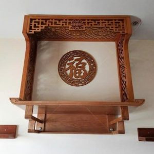 Bàn thờ treo 81p chân thang gỗ sồi BTĐ707