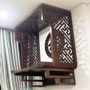 Bàn thờ treo 81p chân thang gỗ sồi BTĐ698