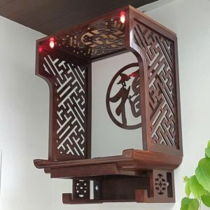 Bàn thờ treo 69p chân triện gỗ sồi BTĐ696