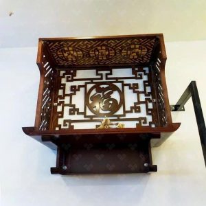 Bàn thờ treo 81p chân cụt gỗ sồi BTĐ704