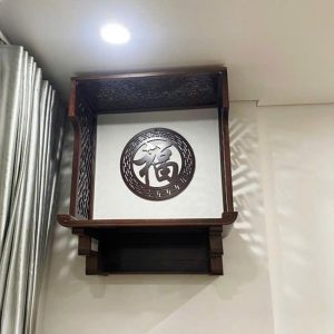 Bàn thờ treo 69p chân thang gỗ gụ BTĐ694