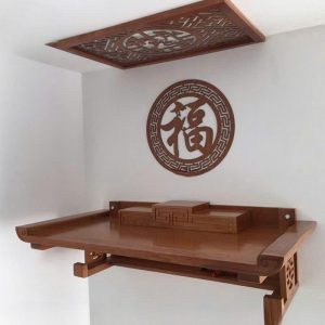 Bàn thờ treo 89p chân triện gỗ sồi BTĐ720