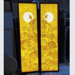 Tranh trúc chỉ đôi 41x127 hoa sen BTĐ752