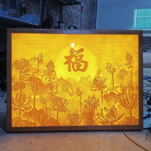 Tranh trúc chỉ chữ nhật 50x60 chữ Phúc BTĐ764