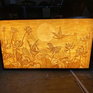 Tranh trúc chỉ hoa sen 40x70 BTĐ761