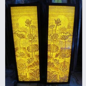 Tranh trúc chỉ đôi 48x153 hoa sen BTĐ746