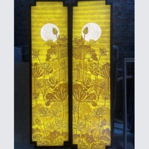 Tranh trúc chỉ đôi 41x127 hoa sen BTĐ745