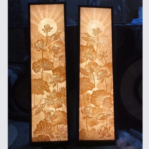 Tranh trúc chỉ đôi 41x127 hoa sen BTĐ743